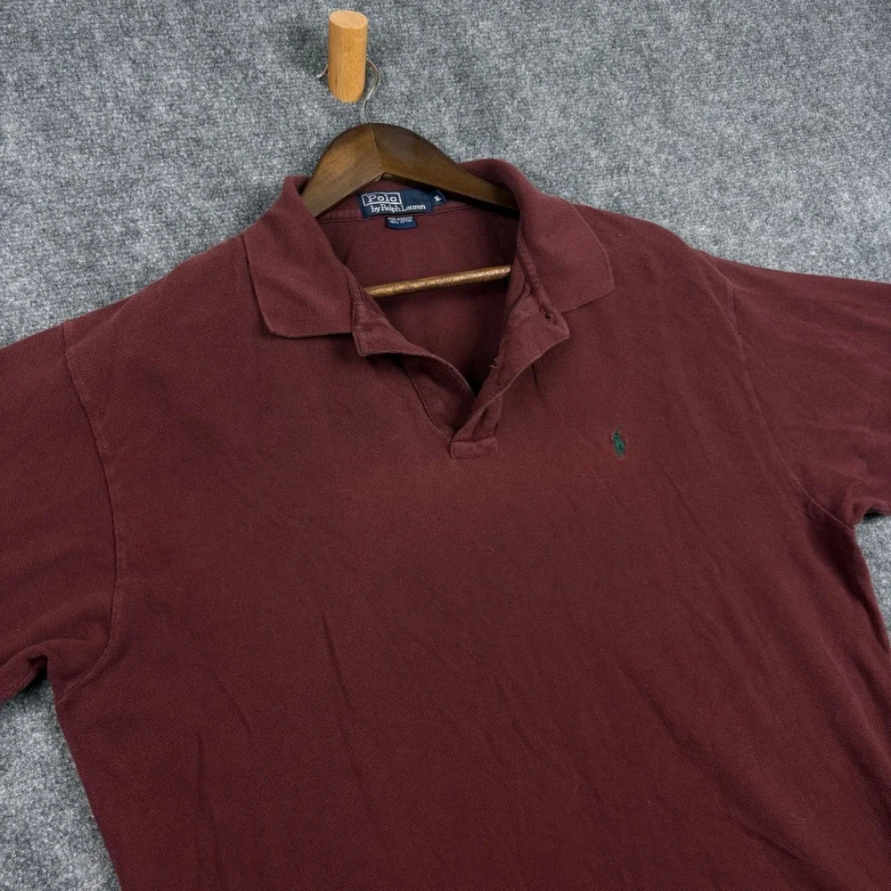 Polo Ralph Lauren Mens XL Burgundy Maroon Short Sleeve Pique Cotton Polo Shirt